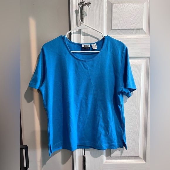 Women's Basic Concepts Vintage Blue Crew Short Sleeve Shirt, Size XL - Picture 5 of 6